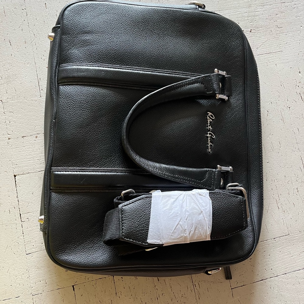 NWT stunning Robert Graham black leather laptop bag/briefcase.
